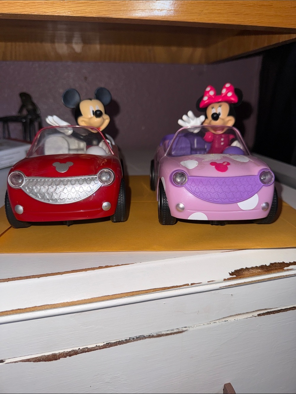 Disney Mickey and Minnie Red and Pink Convertible Car Duo